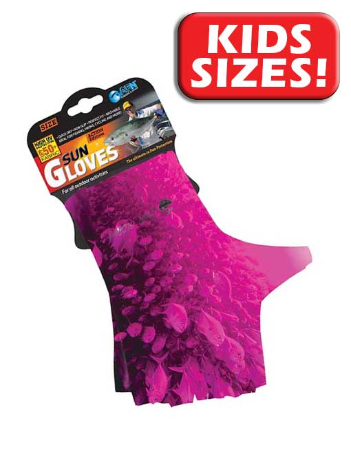 AFN Sun Gloves Kids School Fish Pink - Fraser Coast Outdoors