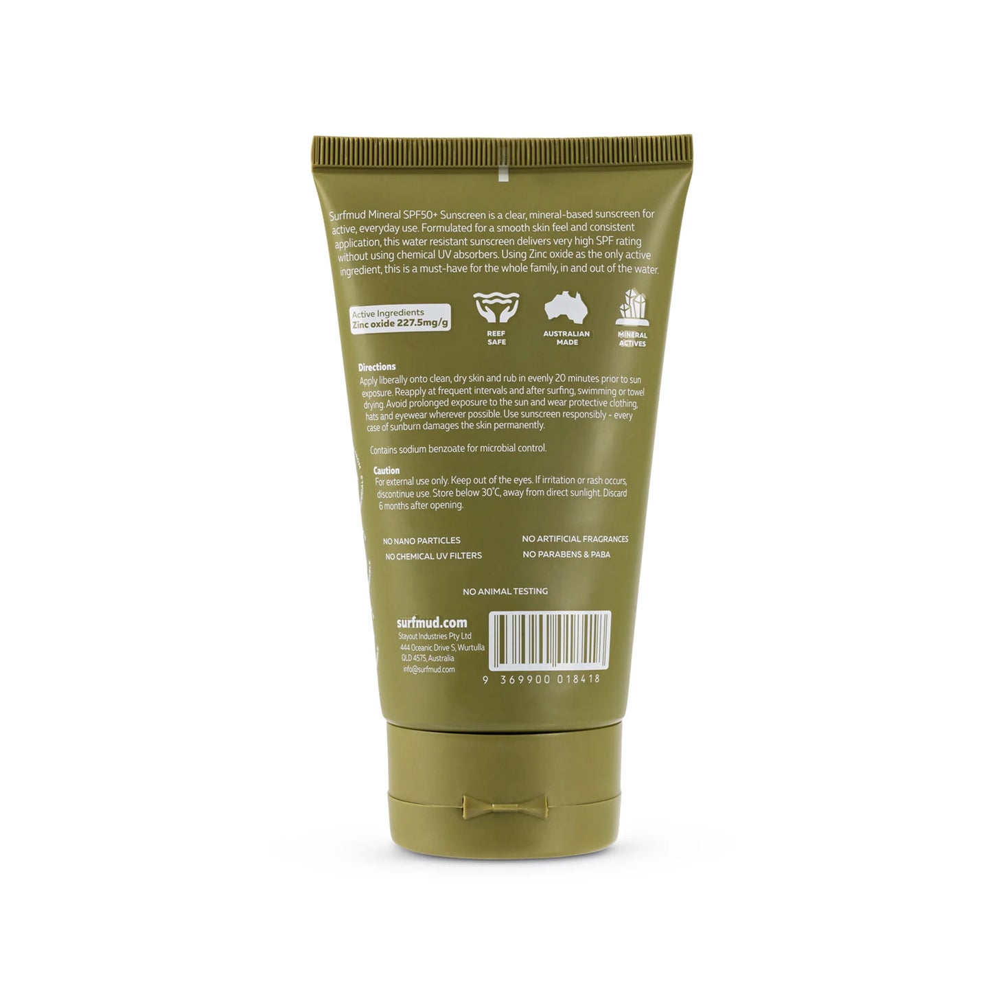 Surf Mud Mineral SPF50 125g Tube - Fraser Coast Outdoors
