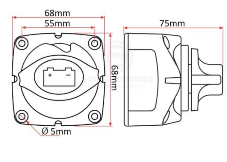 SWITCH BATTERY ISOLATOR RELAXN COMPACT 2 POSITION SURFACE MOUNT - Fraser Coast Outdoors