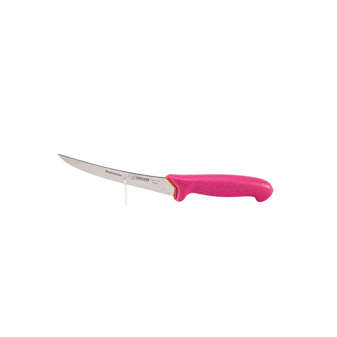 Giesser 15cm Rigid Curved Boning Pink Handle Knife
