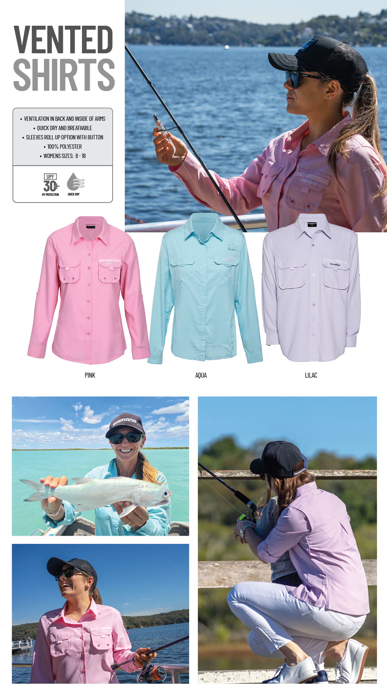 Shimano Vented Shirt Aqua Ladies - Fraser Coast Outdoors
