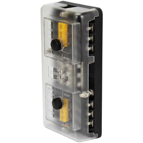 RELAXN BLADE FUSE BLOCK - DUAL 6 GANG PER BANK WITH NEGATIVE BUS BARS & SCREW TERMINALS