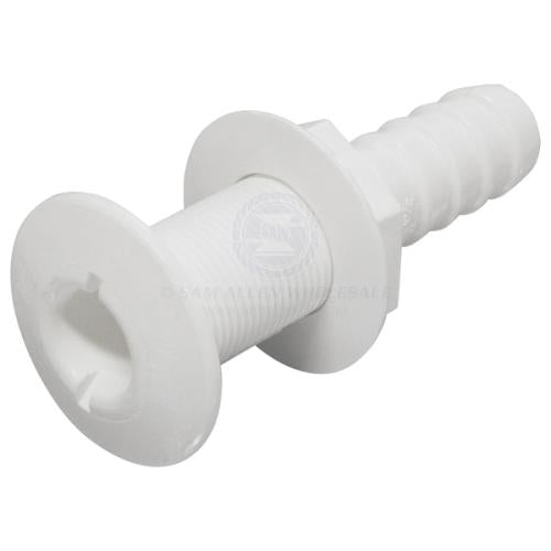 Skin fitting white nylon straight with tail suit 1" ID hose
