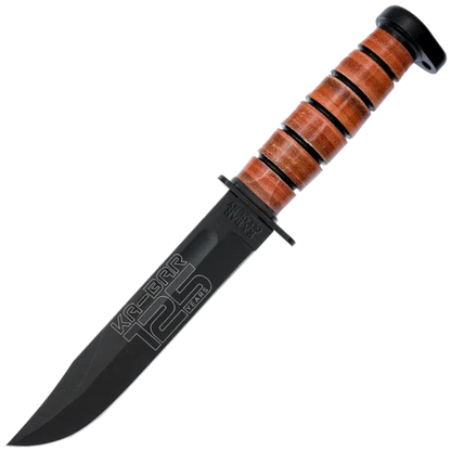 KA-BAR 9228 Dog’s Head 125th Anniversary Knife, 7in Plain Blade, Leather Handles, Leather Sheath - Fraser Coast Outdoors