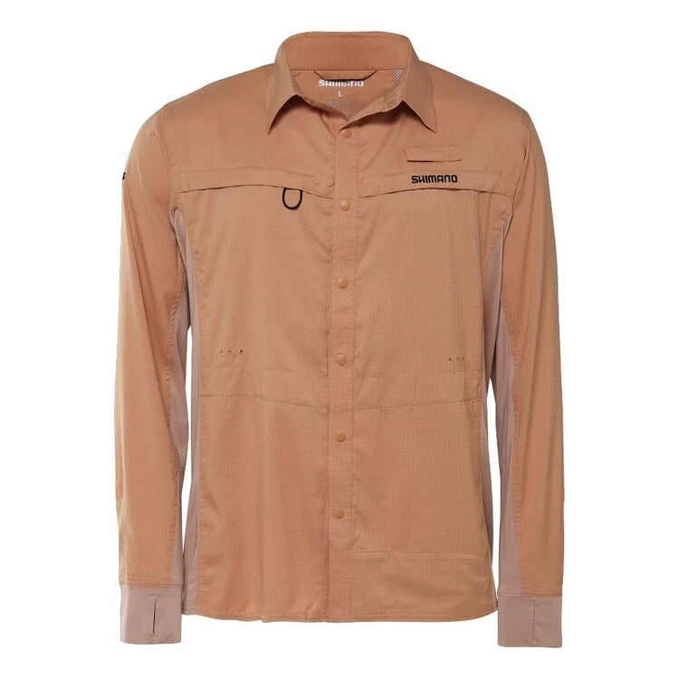 Shimano Pro Stretch Vented Shirt Burnt Orange Mens - Fraser Coast Outdoors