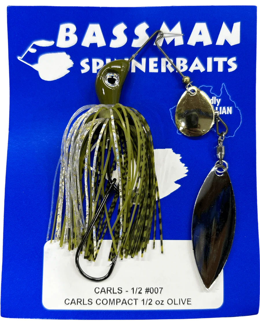 BASSMAN CARLS COMPACT SPINNERBAIT LURE 1/2oz