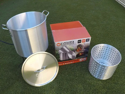 Wildtrak Aluminium Crab Cooker Stock Pot 40L with Basket, Handles, Lid and Strainer