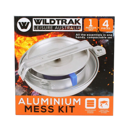 Wildtrak Hiker 1P Essential Mess Kit Aluminium 4 piece Set