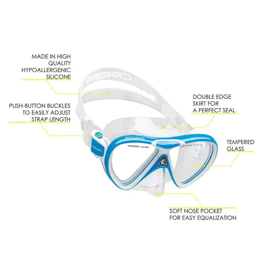 Cressi Pegaso & Iguana Dry Jr Mask & Snorkel Combo