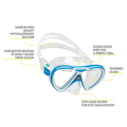 Cressi Pegaso & Iguana Dry Jr Mask & Snorkel Combo