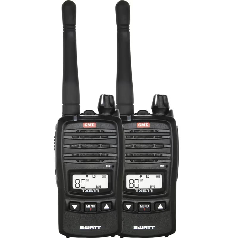 GME TX677TP 2 Watt UHF CB Handheld Radio - Twin Pack