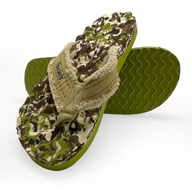 Rockos Nobby Thongs Green Camo Mens - Fraser Coast Outdoors