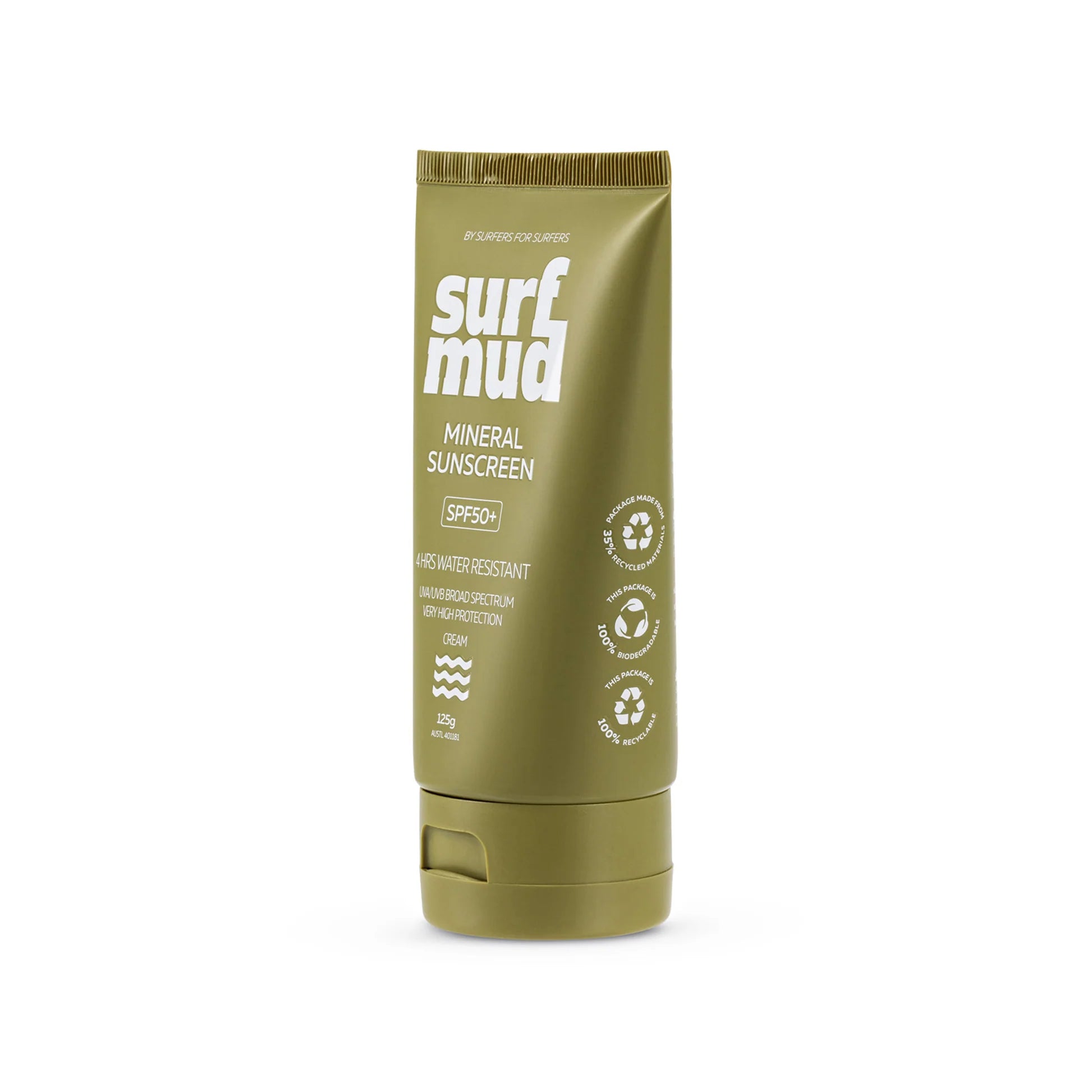 Surf Mud Mineral SPF50 125g Tube - Fraser Coast Outdoors