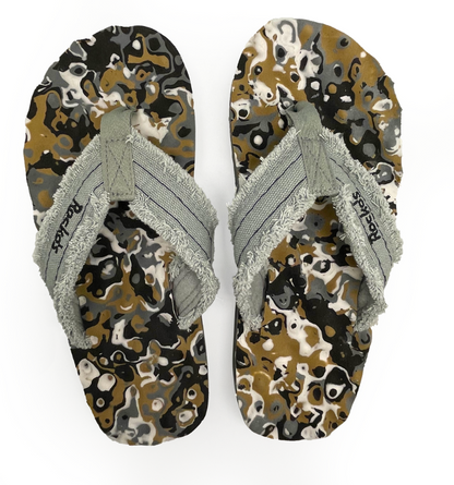 Rockos Nobby Thongs Grey and Brown Camo