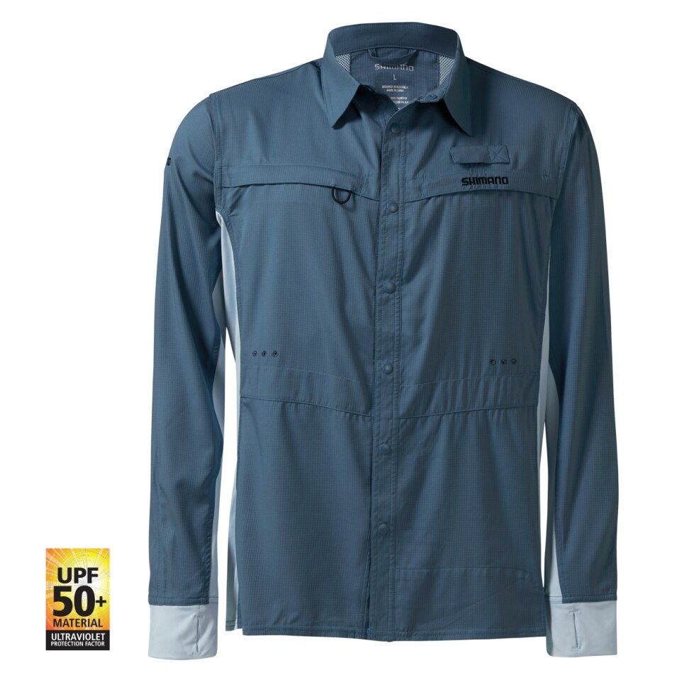 Shimano Pro Stretch Vented Shirt Navy Mens - Fraser Coast Outdoors