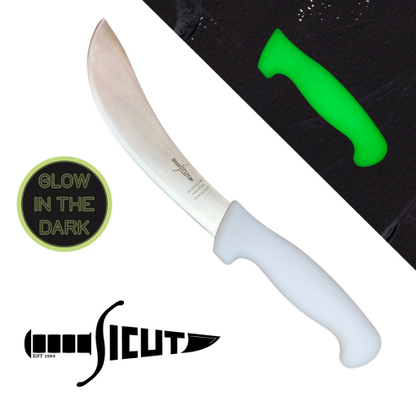 SICUT Curved Blade Beef Skinning Knife – 6in Blade with GLOW IN THE DARK HANDLE - Fraser Coast Outdoors