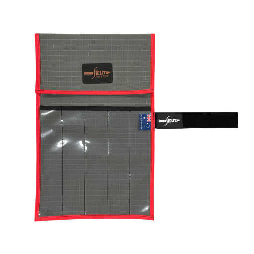 SICUT Australian Made Rip Stop Low & Slow Canvas Knife, Tool & Utensil Wrap Roll With Clear Front – 5 Pockets – Touch Tape Closure