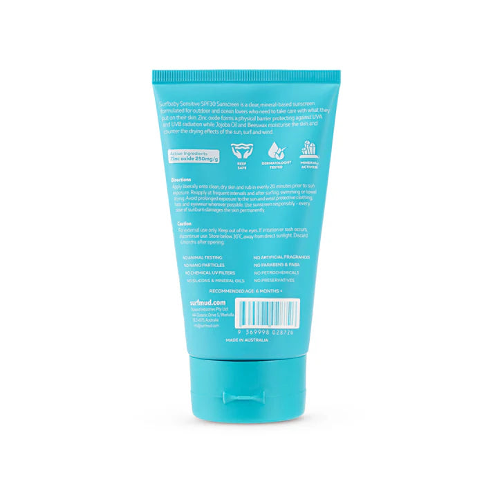 Surf Mud Surfbaby Sensitive SPF30 125g Tube - Fraser Coast Outdoors