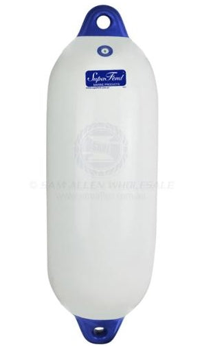 FENDER SUPAFEND SMALL WHITE WITH BLUE TIP 415 X 140MM - Fraser Coast Outdoors