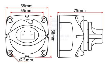 SWITCH BATTERY ISOLATOR RELAXN COMPACT 2 POSITION SURFACE MOUNT - Fraser Coast Outdoors