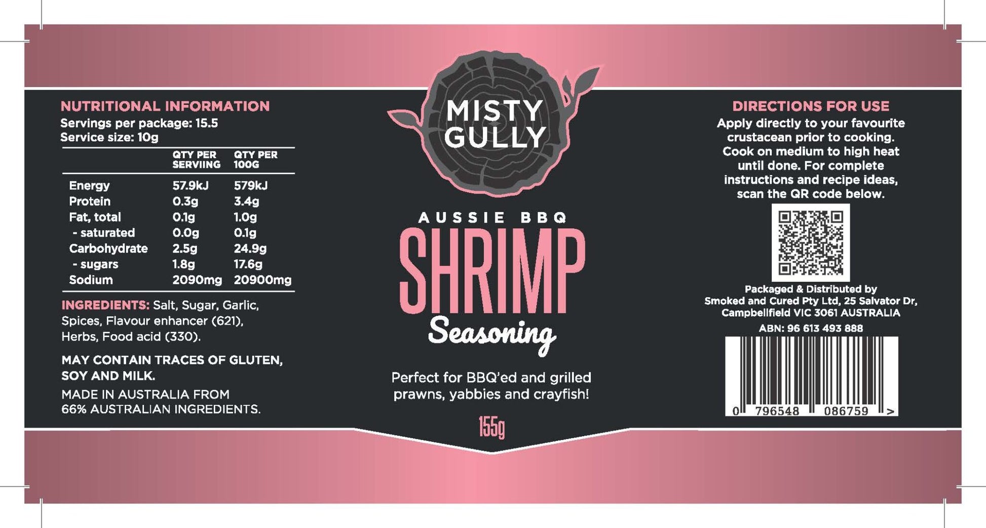 Misty Gully Shrimp Seasoning (155g) - Fraser Coast Outdoors