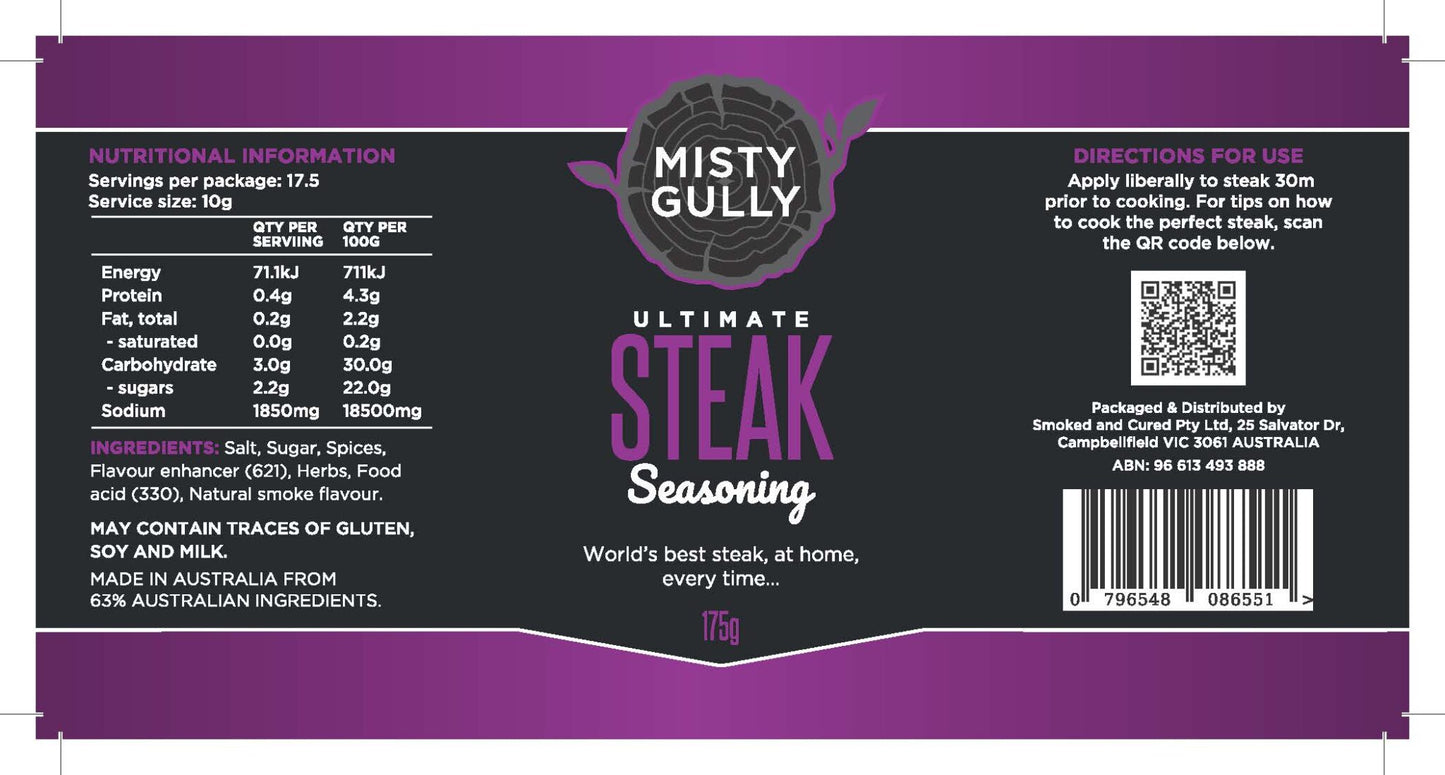 Misty Gully Ultimate Steak Seasoning 175g - Fraser Coast Outdoors
