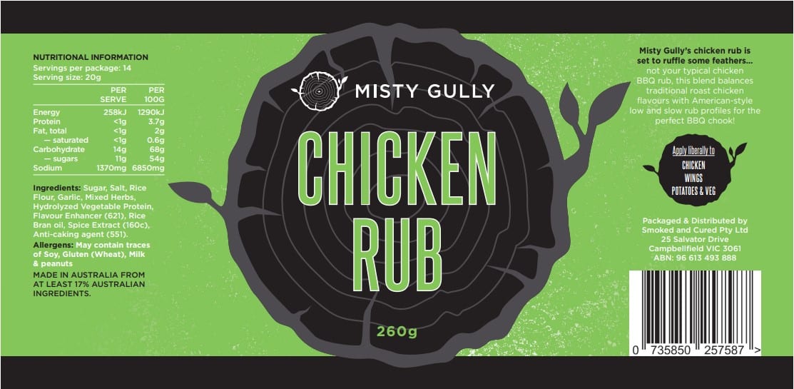 MIsty Gully Chicken Rub 290g - Fraser Coast Outdoors