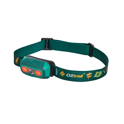 Oztrail 80L Lumos Twinkle Kids Headlamp - Green - Fraser Coast Outdoors