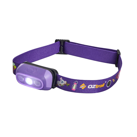 Oztrail 80L Lumos Twinkle Kids Headlamp - Purple - Fraser Coast Outdoors