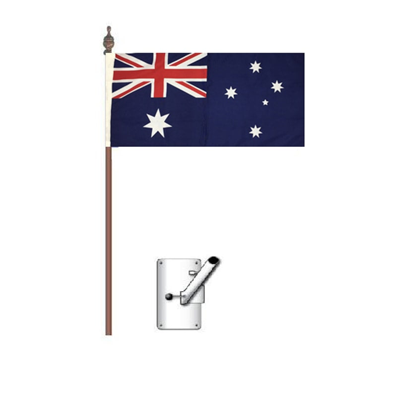 Australia Flag Bracket and Pole Kit 900mm x 450mm (Knitted) - Fraser Coast Outdoors