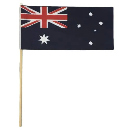 Australian Flag Hand Waver (Knitted Polyester, Wooden Stick) 300x150mm - Fraser Coast Outdoors